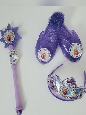 Disney Rapunzel Purple Sparkle Princess Dress-Up Set - Tiara, Wand & Slippers